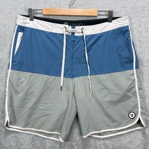 Vuori Cruise Board Shorts Mens 36 Blue Gray Colorblock Swim Trunks Pockets V314